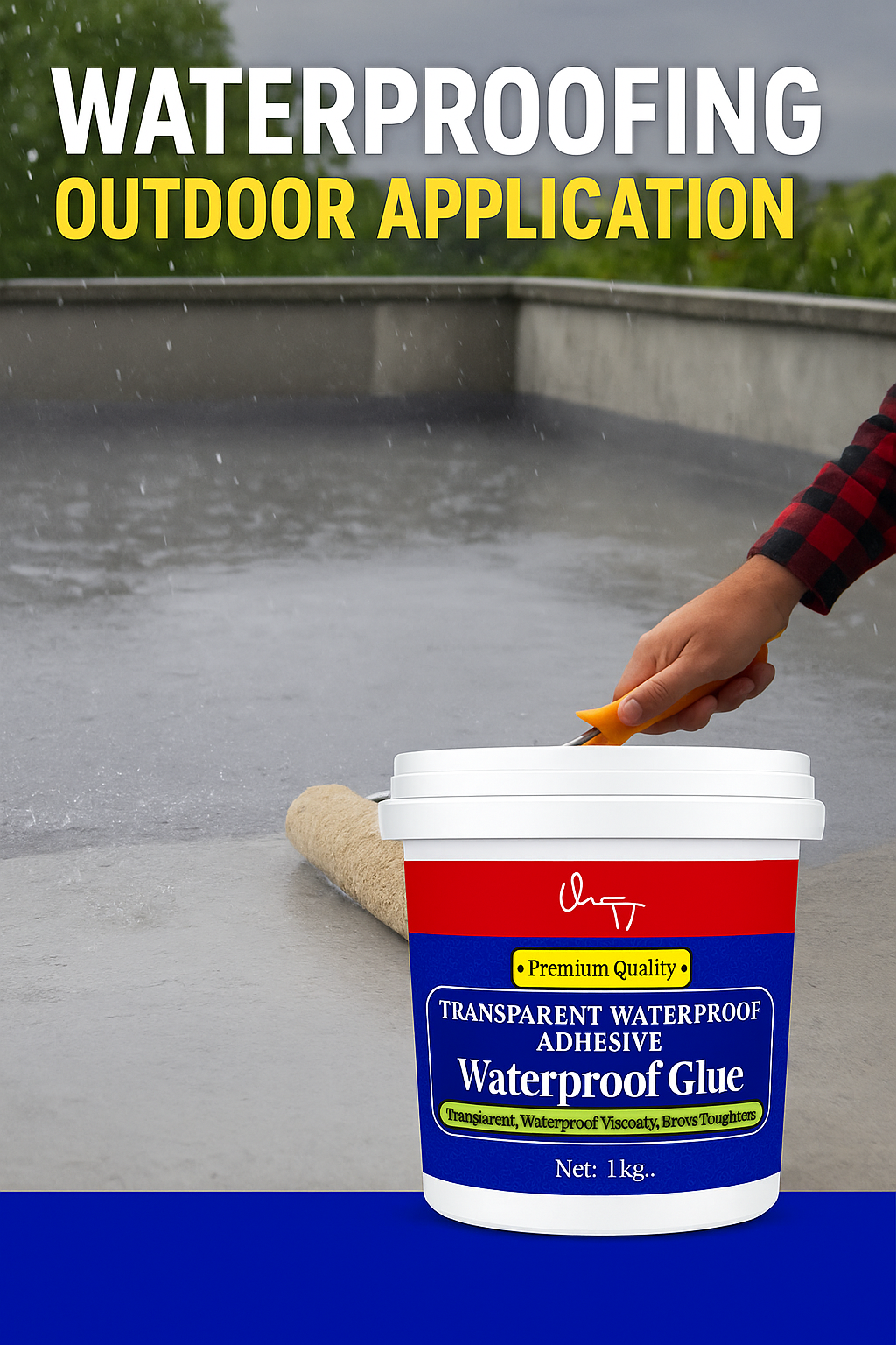 1kg. Premium TRANSPARENT WATERPROOF GLUE Dry Adhesive for Crack Repairs