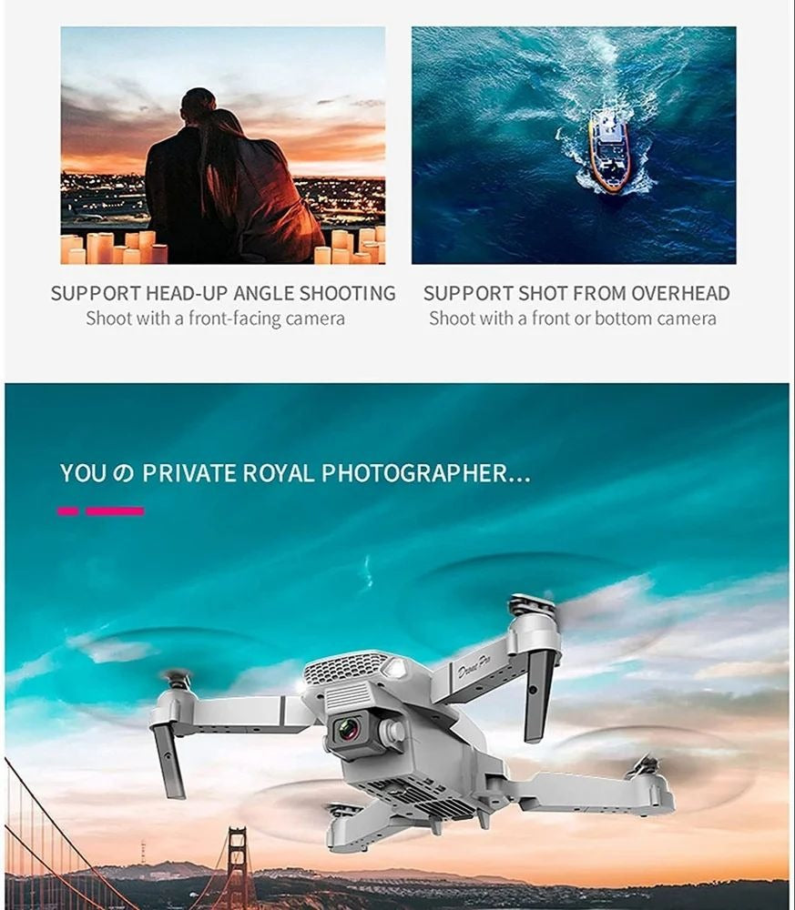 E88 Pro MAX 4K Foldable Drone with Mini Camera, HD Dual Camera, WiFi, Dual Battery, Super Performance