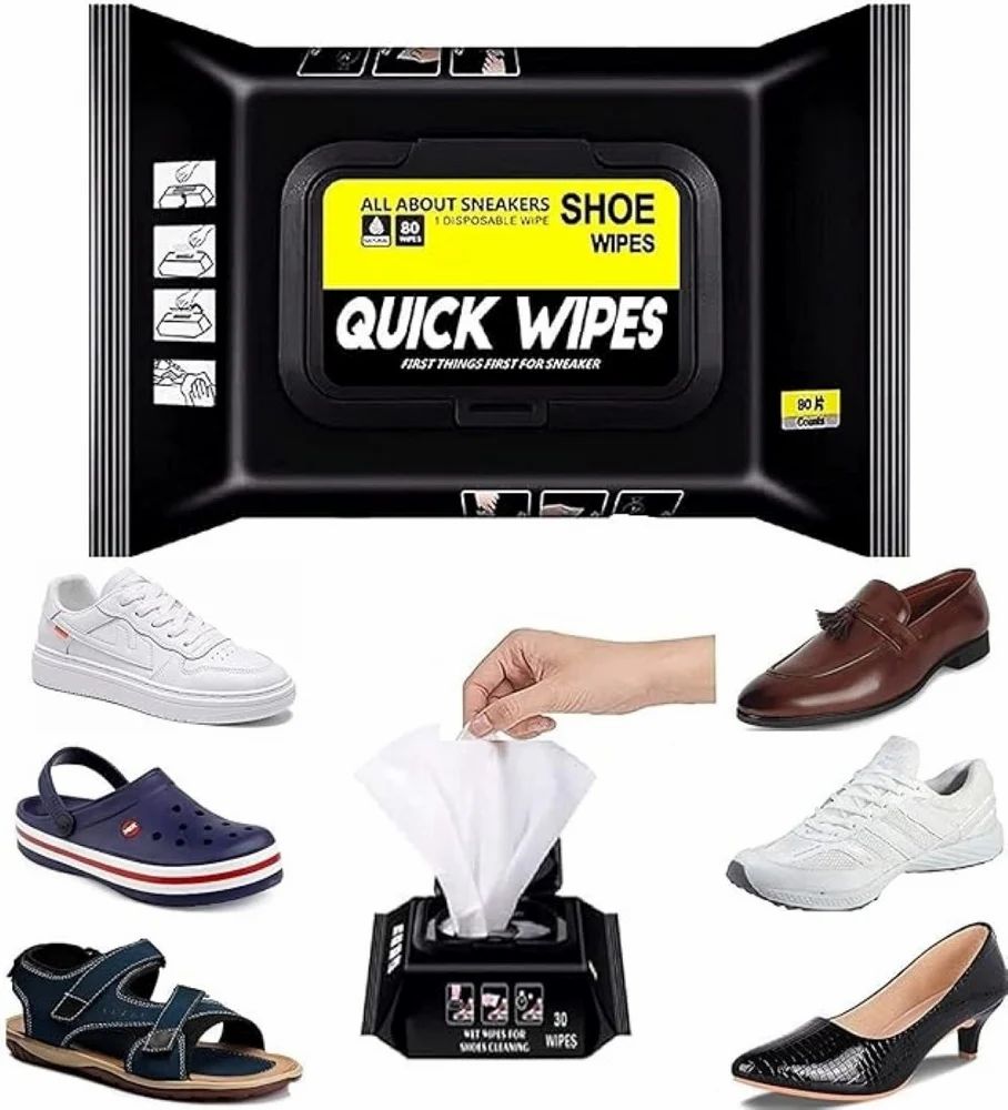 ( Pack Of 2 ) Shoe Wipes and Shoe Cleaning Solution (80 Pieces) - Quick & Easy Stain Removal