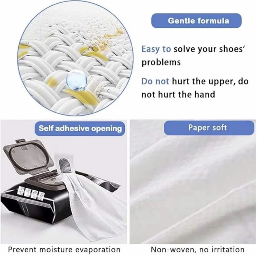 ( Pack Of 2 ) Shoe Wipes and Shoe Cleaning Solution (80 Pieces) - Quick & Easy Stain Removal